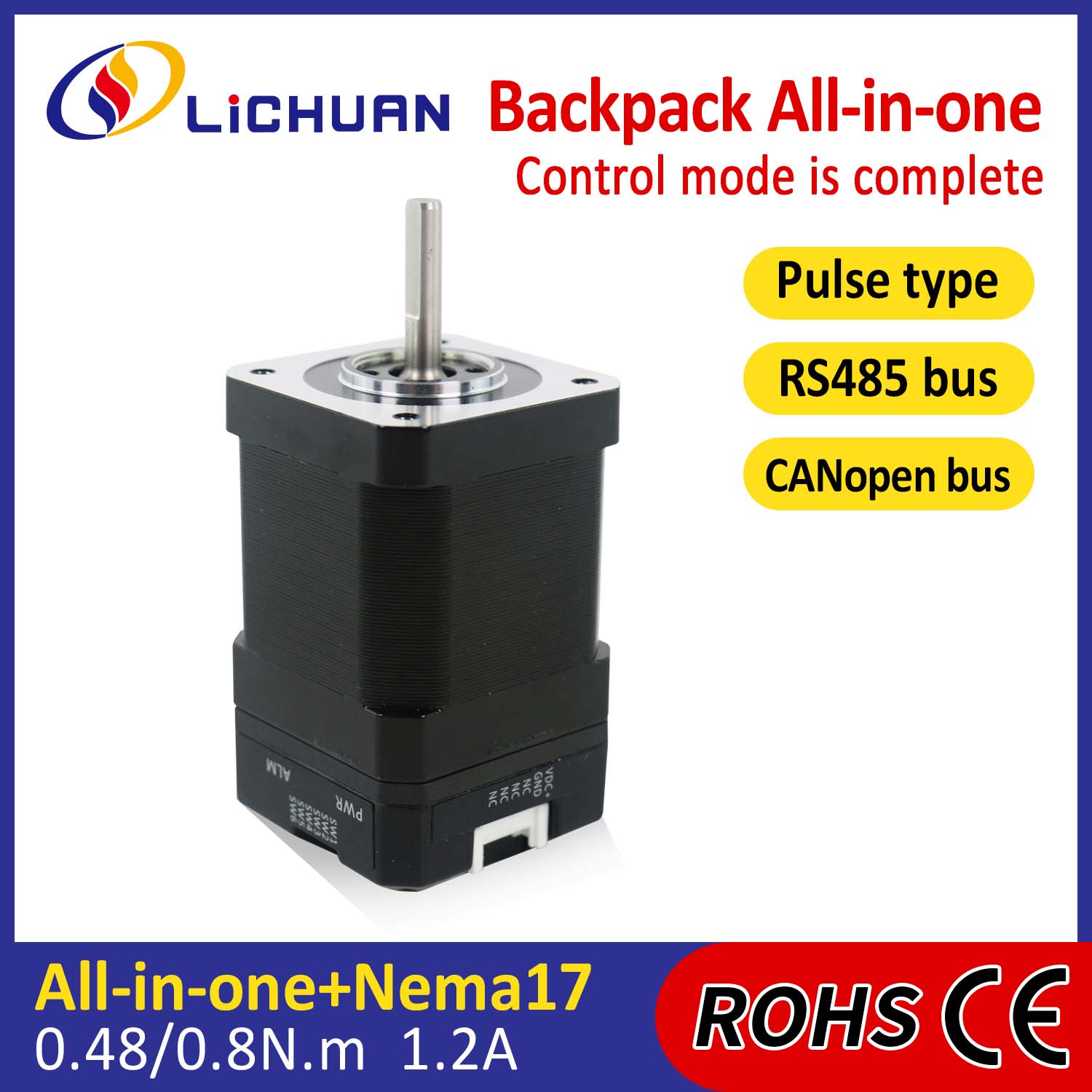 Rucksacktyp NEMA17 Open Loop-geschlossener Loop Integrated Stepper Motor